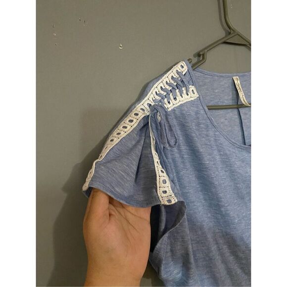 PerSeption Concept Light Blue Scoop Neck Top Size Large - Picture 4 of 6